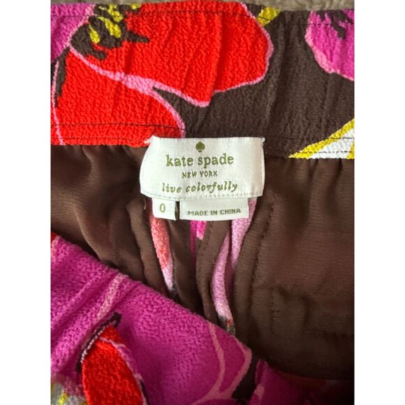 Kate Spade Tropical Hutton Lounge Pants Womens 0 Floral Pink Red - Picture 3 of 6